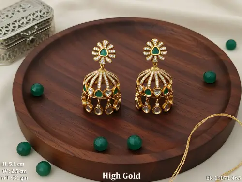 Bridal Kundan Jhumka Earrings with Stone Work