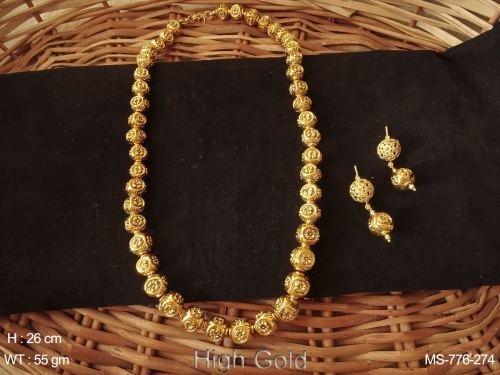 Gold beads flower design traditional mala