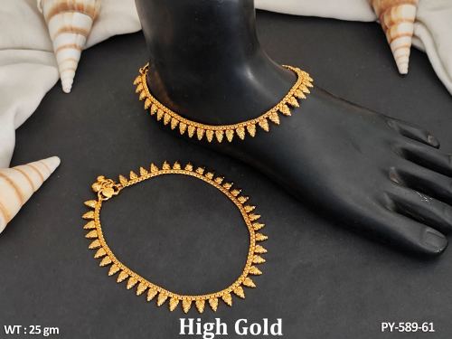 Antique jewellery High Gold Polish Stylish Design Antique Payal Set 