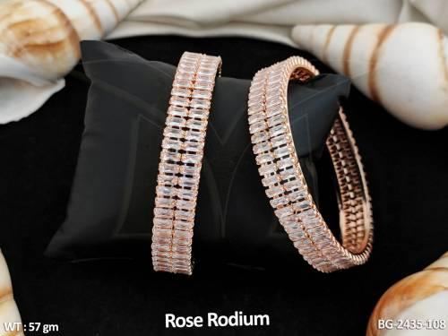 Party Wear Bangles in Rose Finish for Women