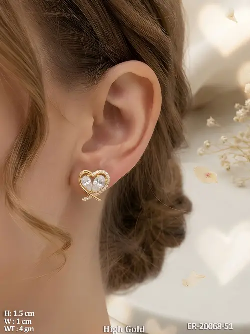 Elegant Heart Diamond Stud Earrings
