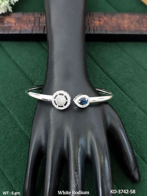 Elegant White Rodium Stone Kada for Women