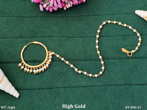 Antique Designer High Gold Polish Fancy Style Nath  