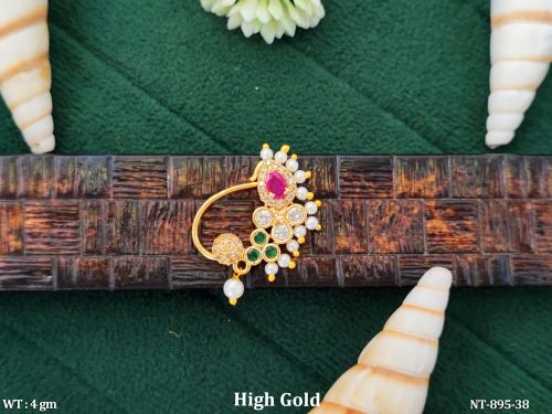 Ethnic Floral Motif Antique Nath Pearl Hanging