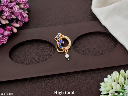 Antique Designer High Gold Polish Party Wear Nath  