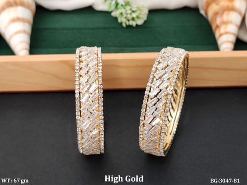 White Bangle Set with American Diamond Stones