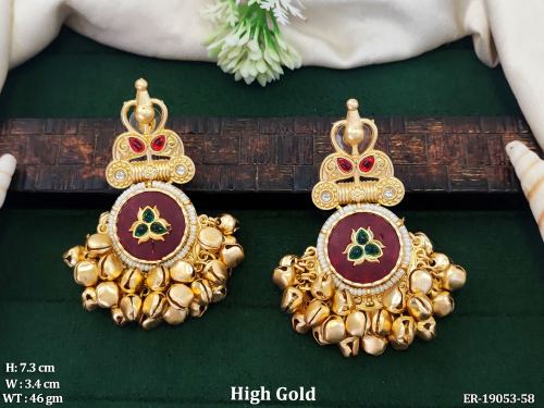 Green Temple Earrings with Stone Work in Ruby Green White, photo 4 of 5