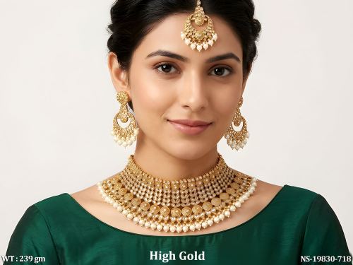Temple Jewellery Set with Pearls
