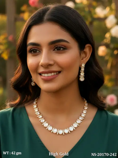 White Finish Necklace Set with Earrings for Women