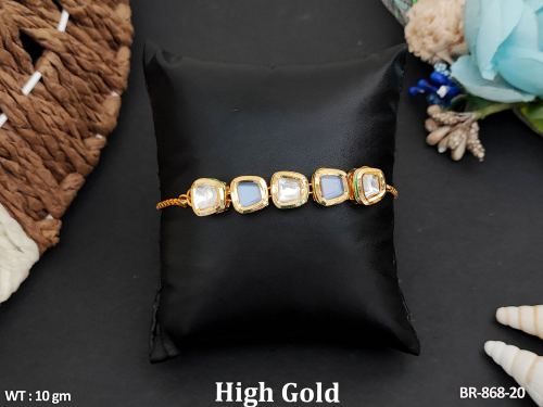 Classic Kundan Bracelet with Stone Work in Gray, photo 5 of 10