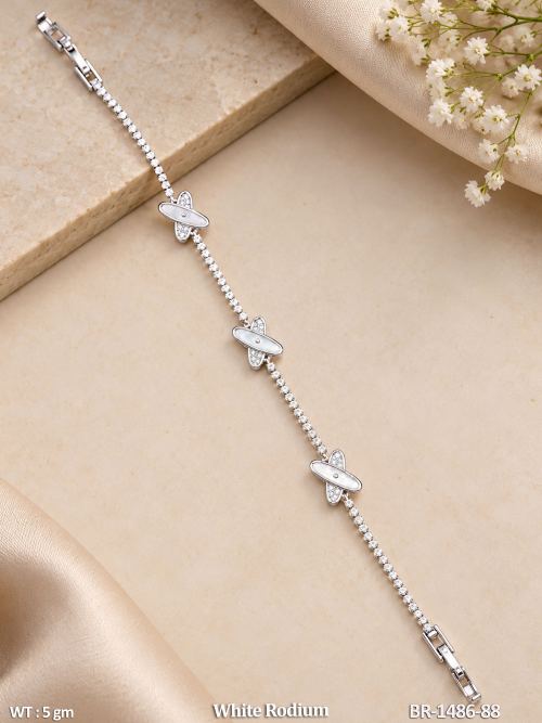 Classic Bracelet with American Diamond Stones in White Finish, photo 2 of 2
