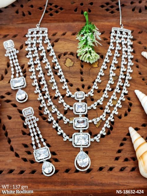 AD Necklace Set in White Finish in White, photo 2 of 3