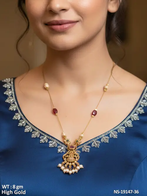 Pearl Temple Necklace Set for Women