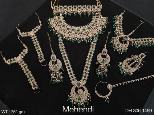Antique Jewelry Dulhan Set Mehendi Polish Beautiful design Bridal Wear Indian Traditional Jewelry  