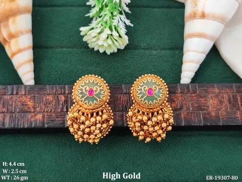 Stone-Studded Antique Drop Earrings for Women