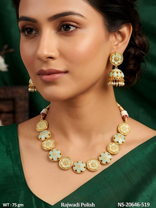 Elegant Antique Meenakari Necklace With Jhumka