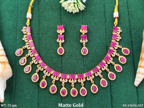 Matte Finish Stone-Studded Necklace Set for Women