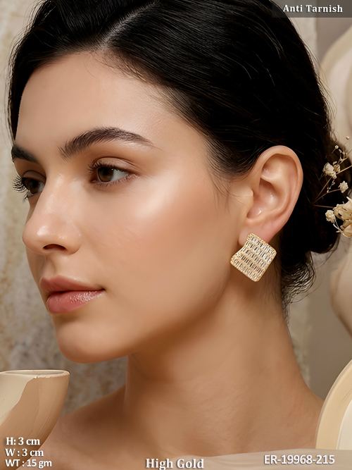 White Stud Earrings with American Diamond Stones