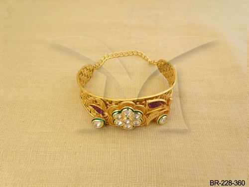 Round Floral Stone-Studded Bracelet for Women