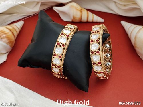 Kundan Stone-Studded Bangles in Ruby / 2 X 6, photo 2 of 3