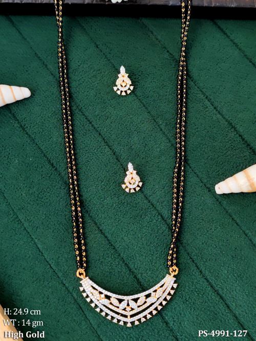 Stylish American Diamond Mangalsutra Pendant Set for Women