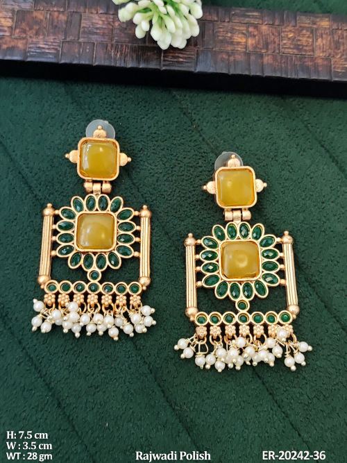 Pearl Royal Drop Earrings for Women in Yellow, photo 2 of 4