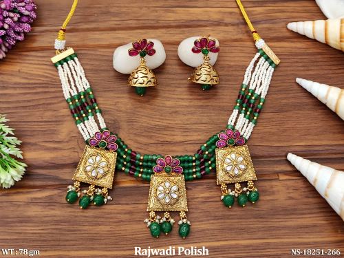 Antique Short Jewellery Set in Rajwadi Finish for Women