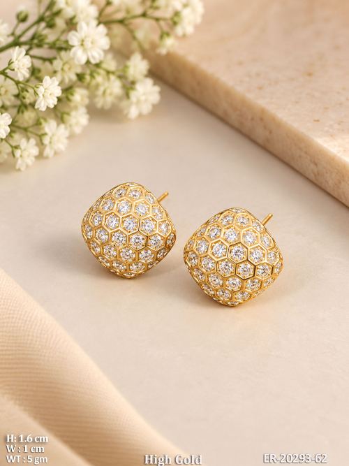 White Royal Earrings with Stone Work, photo 2 of 2