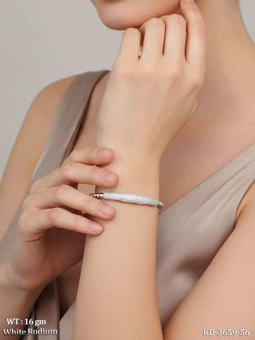 Elegant American Diamond White Rhodium Designer Kada