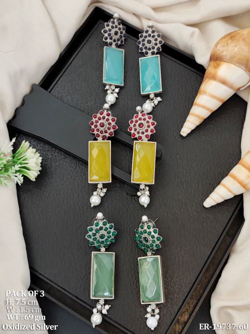 Stone-Studded Statement Earrings for Women