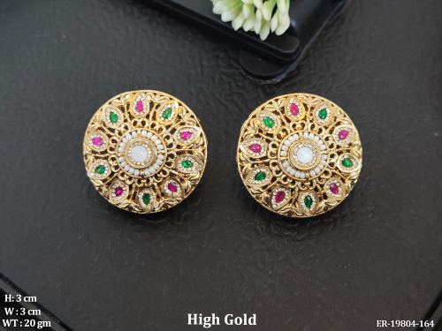 Party Wear Stud Earrings for Women in Ruby Green, photo 4 of 6