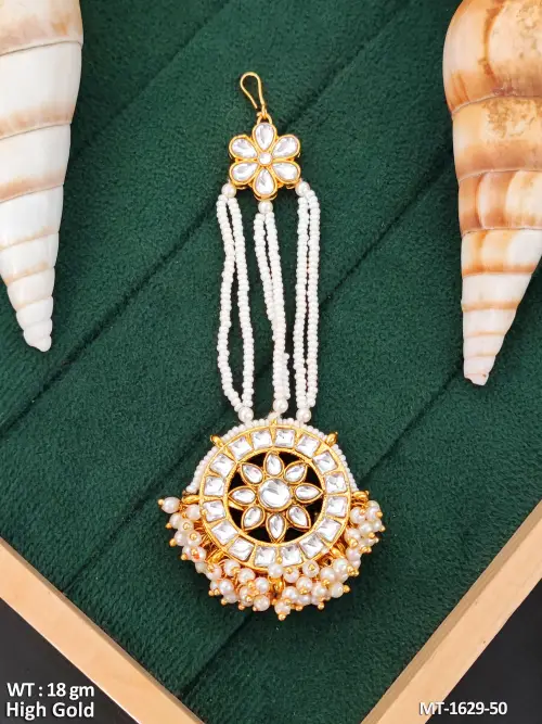 Kundan High Gold Polish Full Maang Tikka 