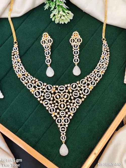 Two-Tone CZ Necklace Set with Teardrop Pendant, photo 2 of 3