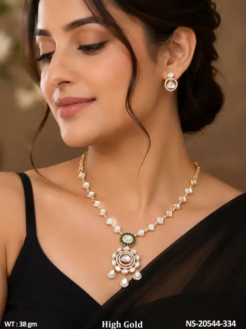 Elegant Kundan Square Stone Necklace Set