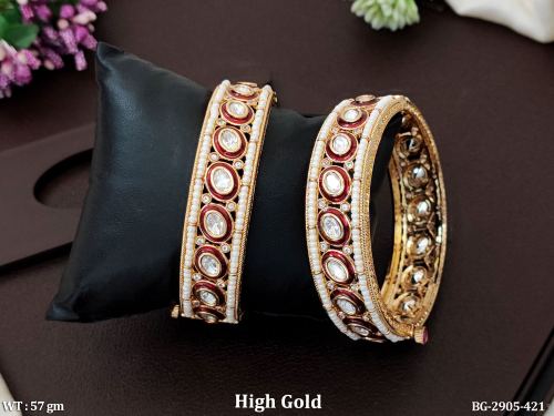 Stone-Studded Bangle Set for Women in Ruby / 2 X 4, photo 2 of 2