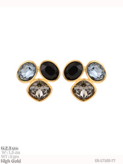 Stone-Studded Stud Earrings, photo 2 of 3