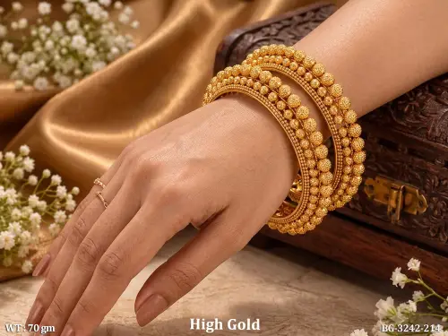 Royal Antique Gold Beaded Designer Bangles