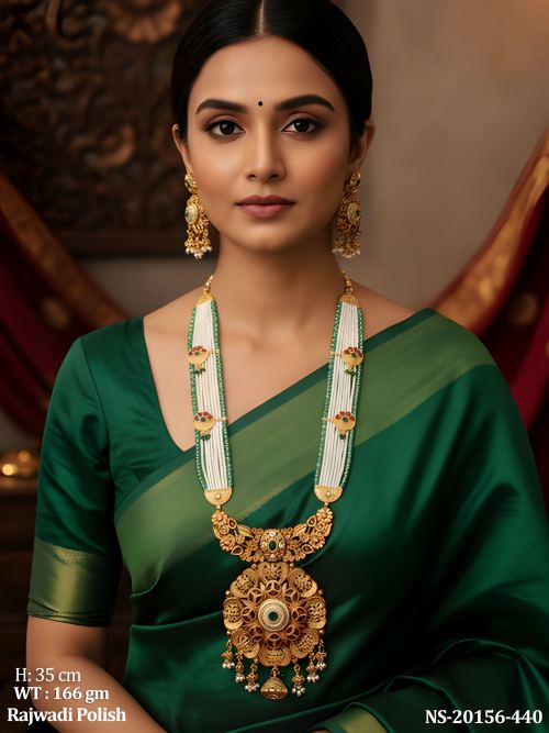 Stone-Studded Royal Necklace Set with Earrings for Women