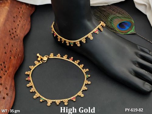 Fancy Style Antique jewelry High Gold Polish  Wedding Wear Antique Payal
