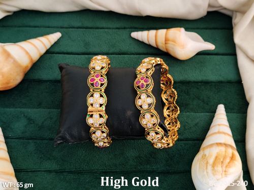 Party Wear Antique Bangles for Women Set of 2