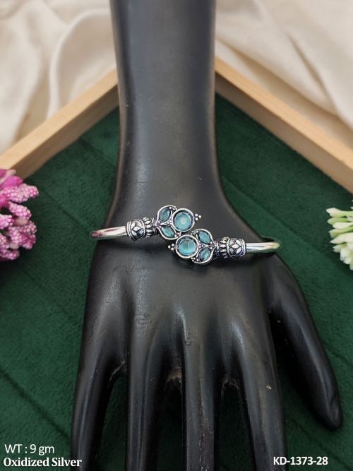 Oxidized Silver Full Stone Design Kada 