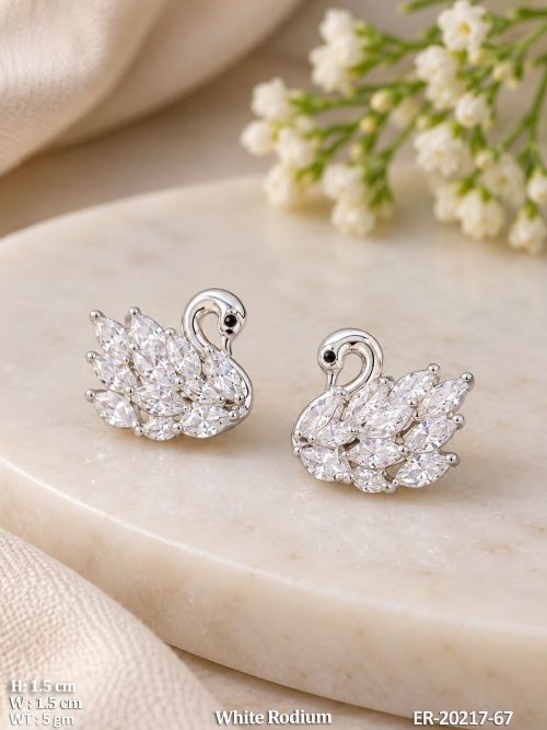 White Finish AD Earrings for Women, photo 2 of 3