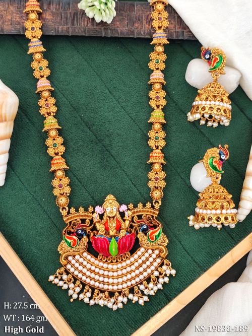 Temple Peacock Jewellery Set with Stone Work, photo 2 of 3