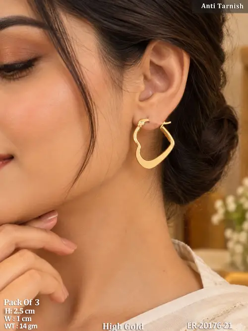 High Gold Anti Tarnish Oval Hoop Earrings