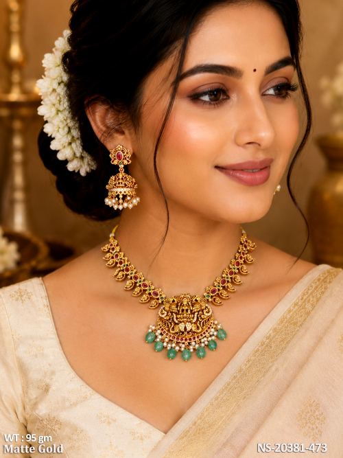 Traditional South Indian Lakshmi Temple Jewellery Set