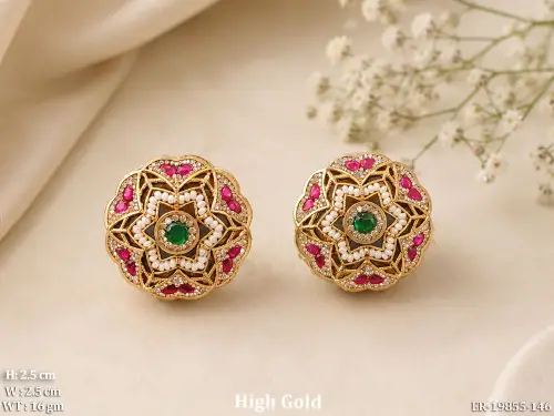 Antique Floral Studs with Stone Work