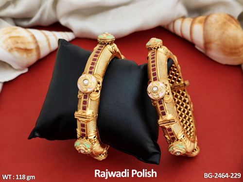Party Wear Rajwadi Finish Bangle Set for Women