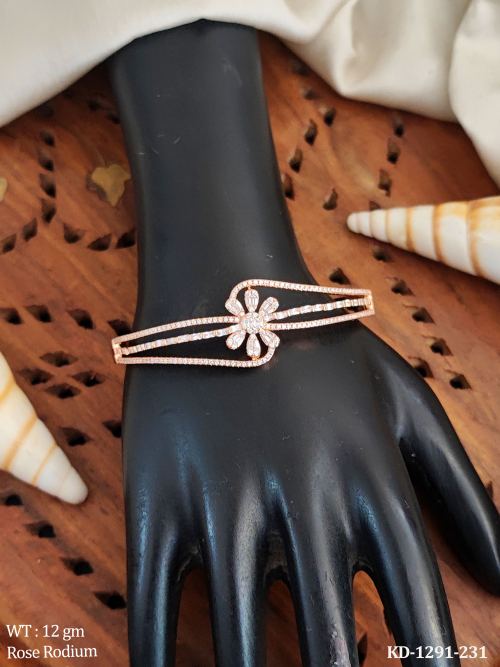 Kada with American Diamond Stones in Rose Finish