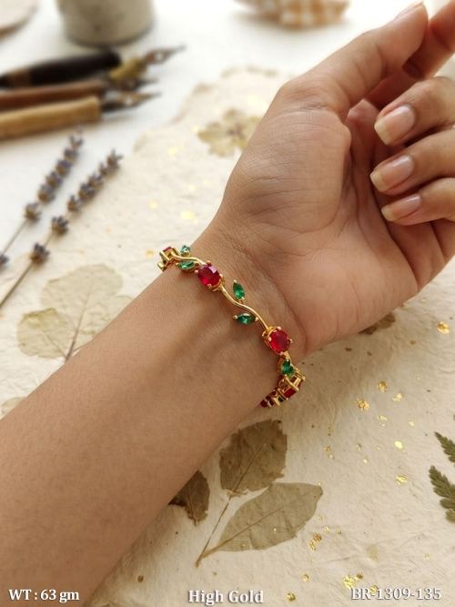 Stone-Studded Leaf Bracelet