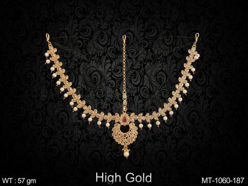 Stone-Studded Minimal Maang Tikka in Ruby, photo 3 of 3